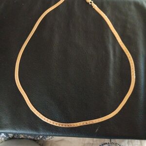 Classic Gold Herringbone Necklace for Women Vintage Heart Shape Stamped